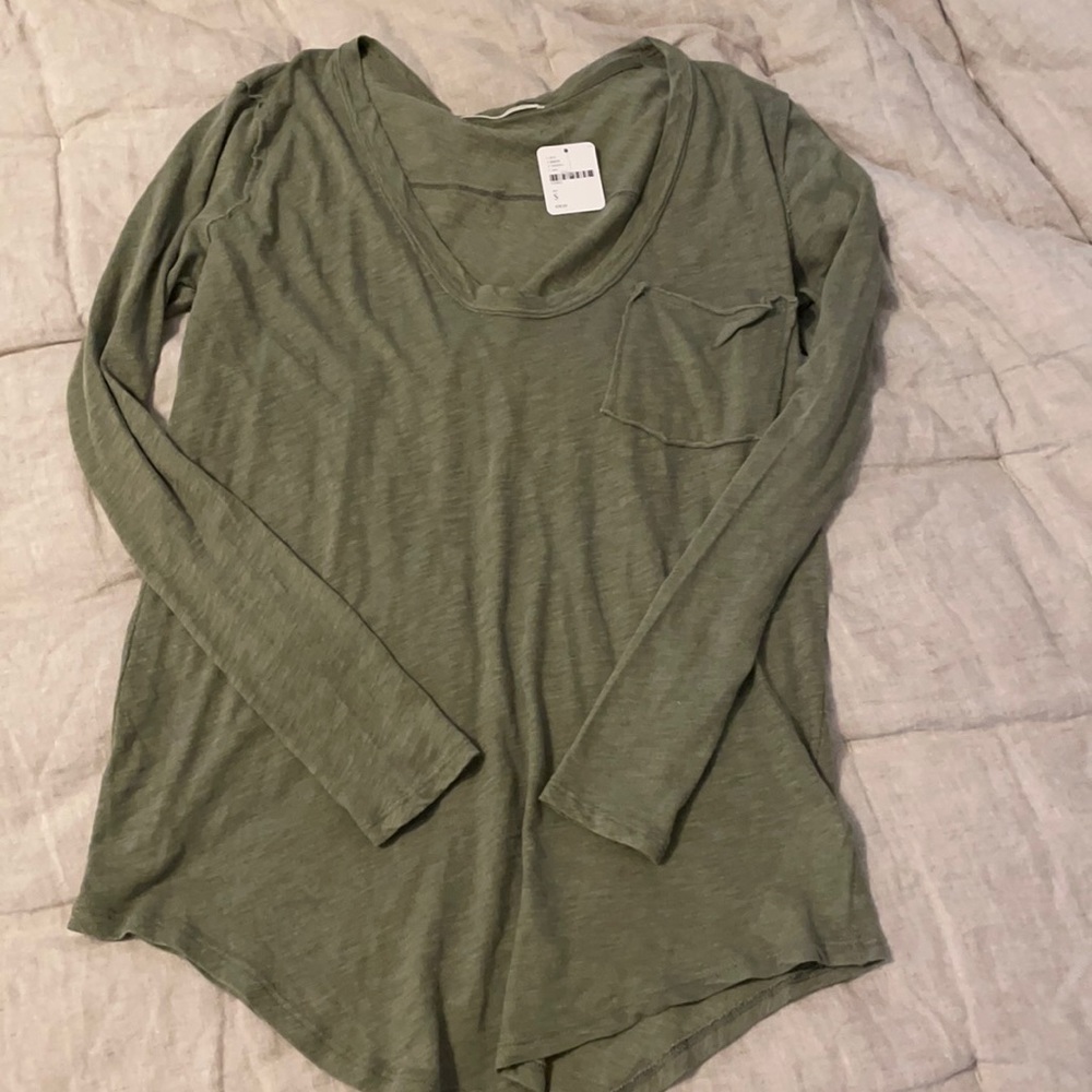 Free People Betty long sleeve T-shirt. NWT. Army green.